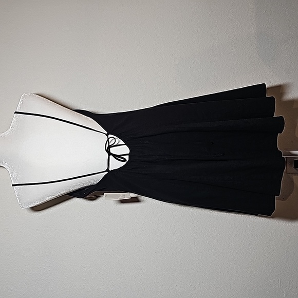 A New Day Beach Bungalow Mini Dress Linen Tie Back Scoop Neckline Lined Black M - Picture 4 of 10